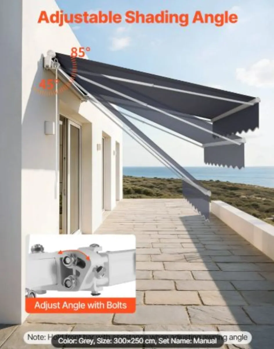 Manual Retractable Awning, 300 x 250 cm Outdoor - Image 3
