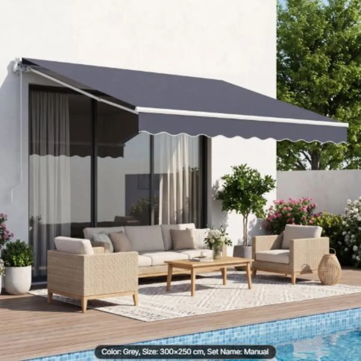 Manual Retractable Awning, 300 x 250 cm Outdoor - Image 1