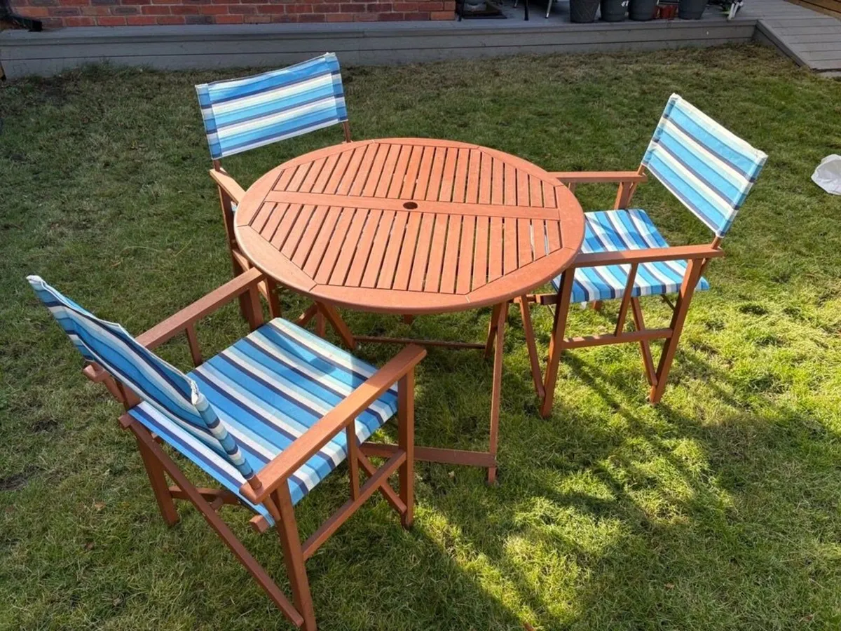 Wooden Garden Table & 3 Chairs Set