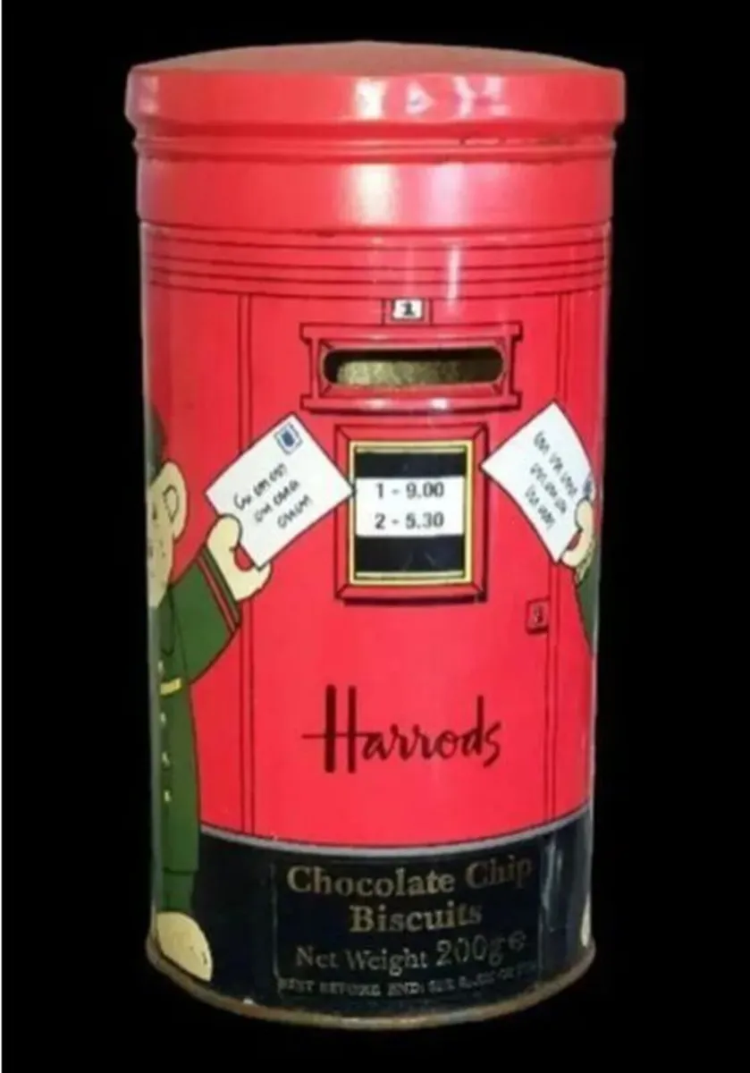 Vintage Harrods Post Box Biscuit Tin/Money Box - Image 1