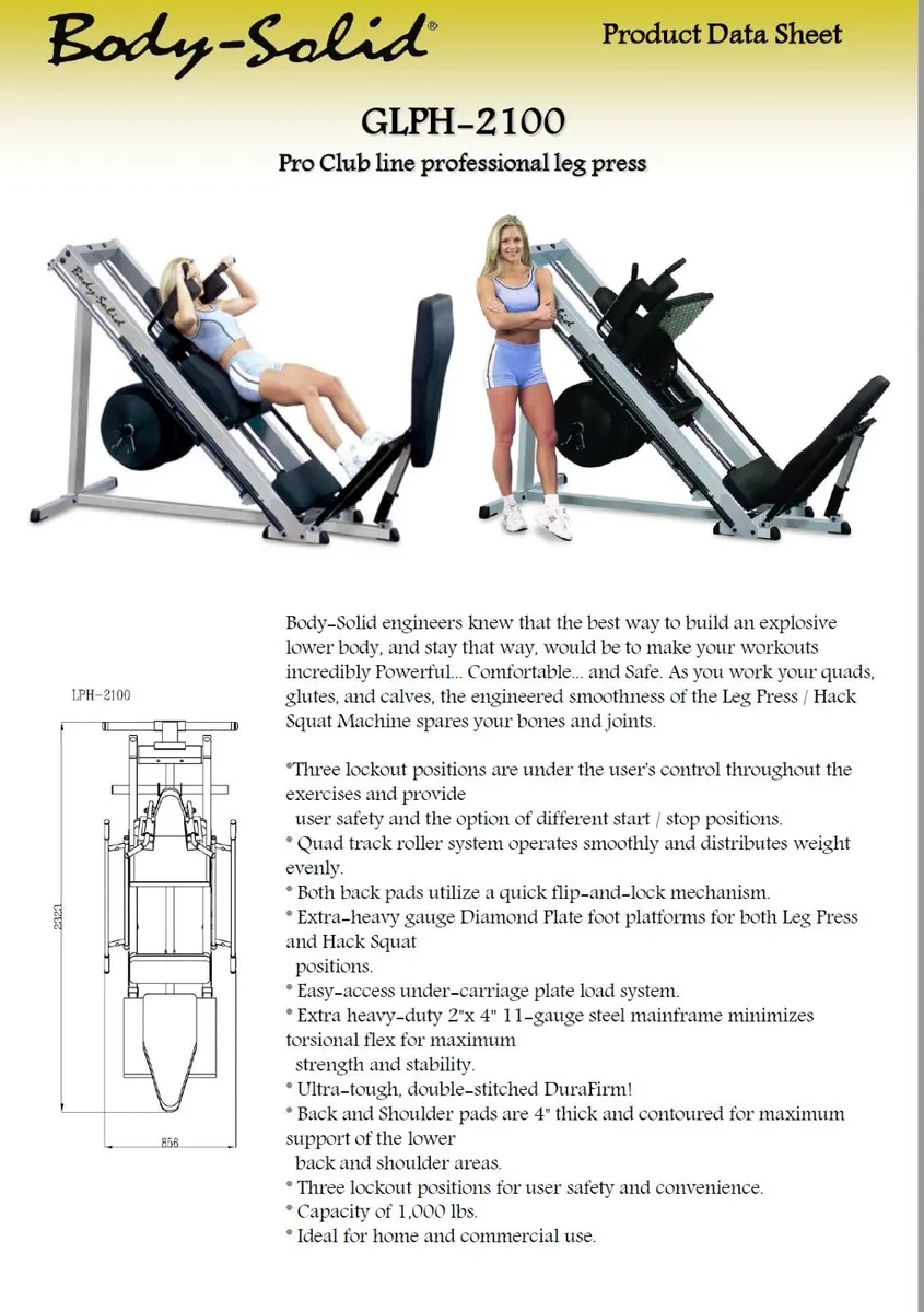 Body Solid Leg Press/Hack Squat unit - Image 4