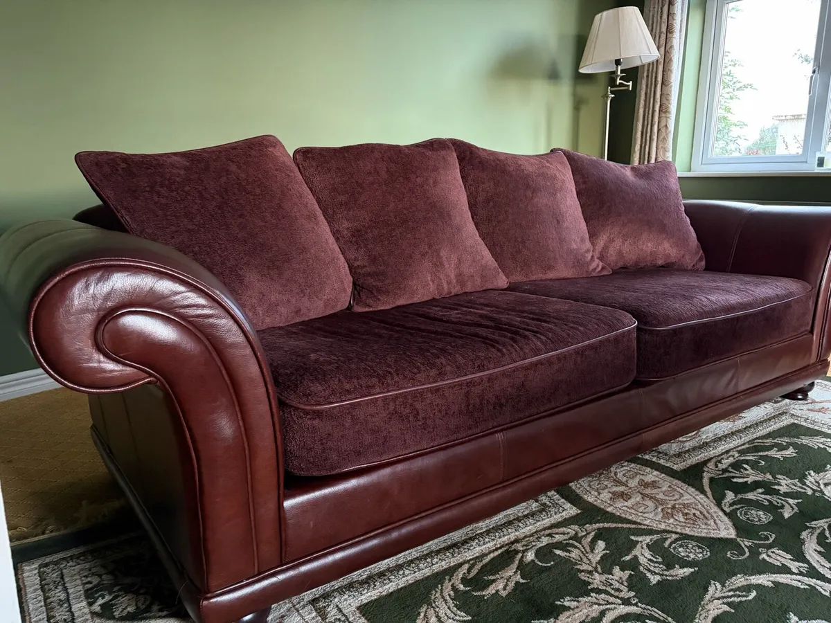 Leather and Fabric 3 seater Couch - Image 2