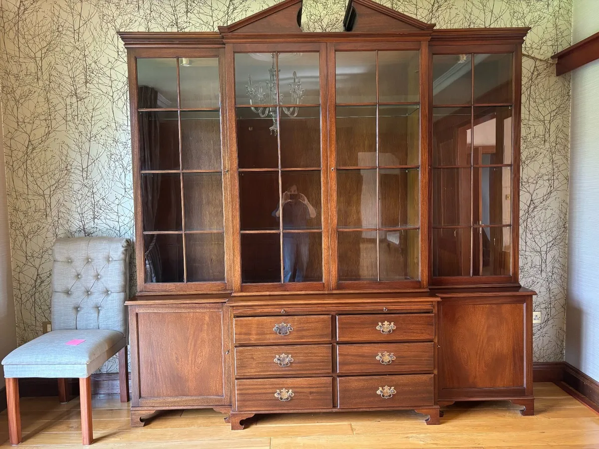 Mahogany Georgian Style Breakfront Display Cabinet