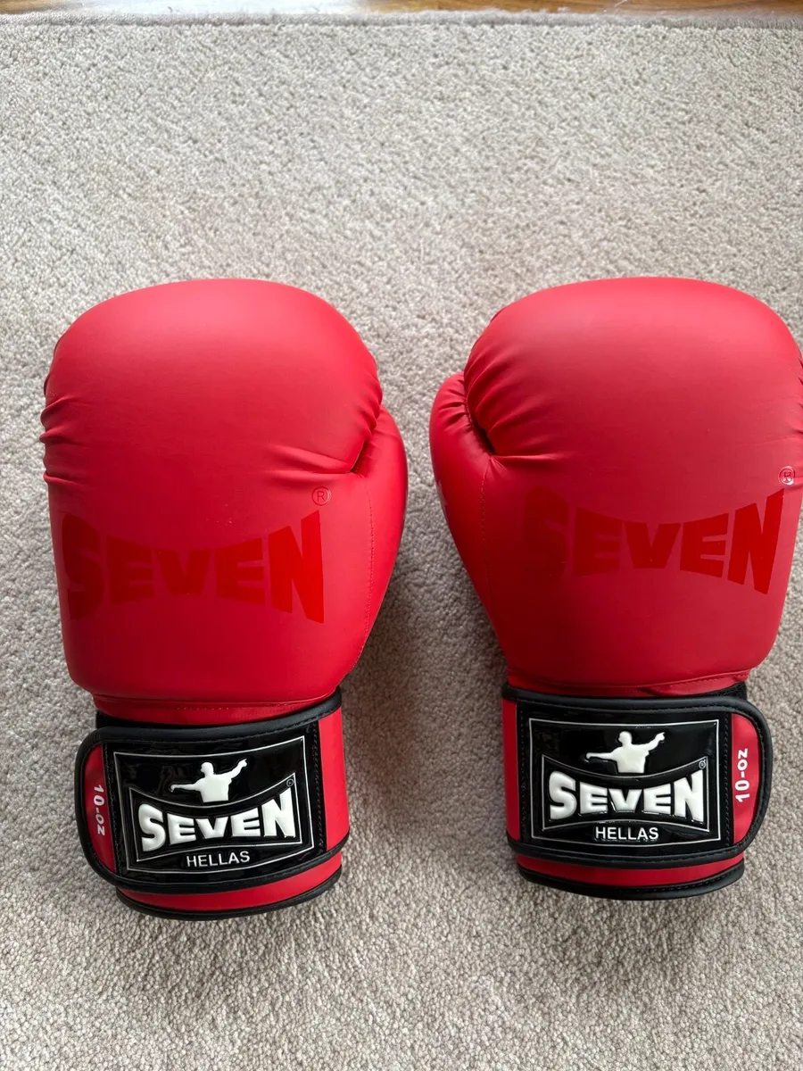 Seven Hellas 10oz Boxing Gloves – Red/Black – As N - Image 1