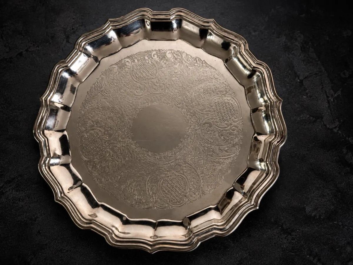 Vintage Ornate Engraved Serving Tray - Image 3