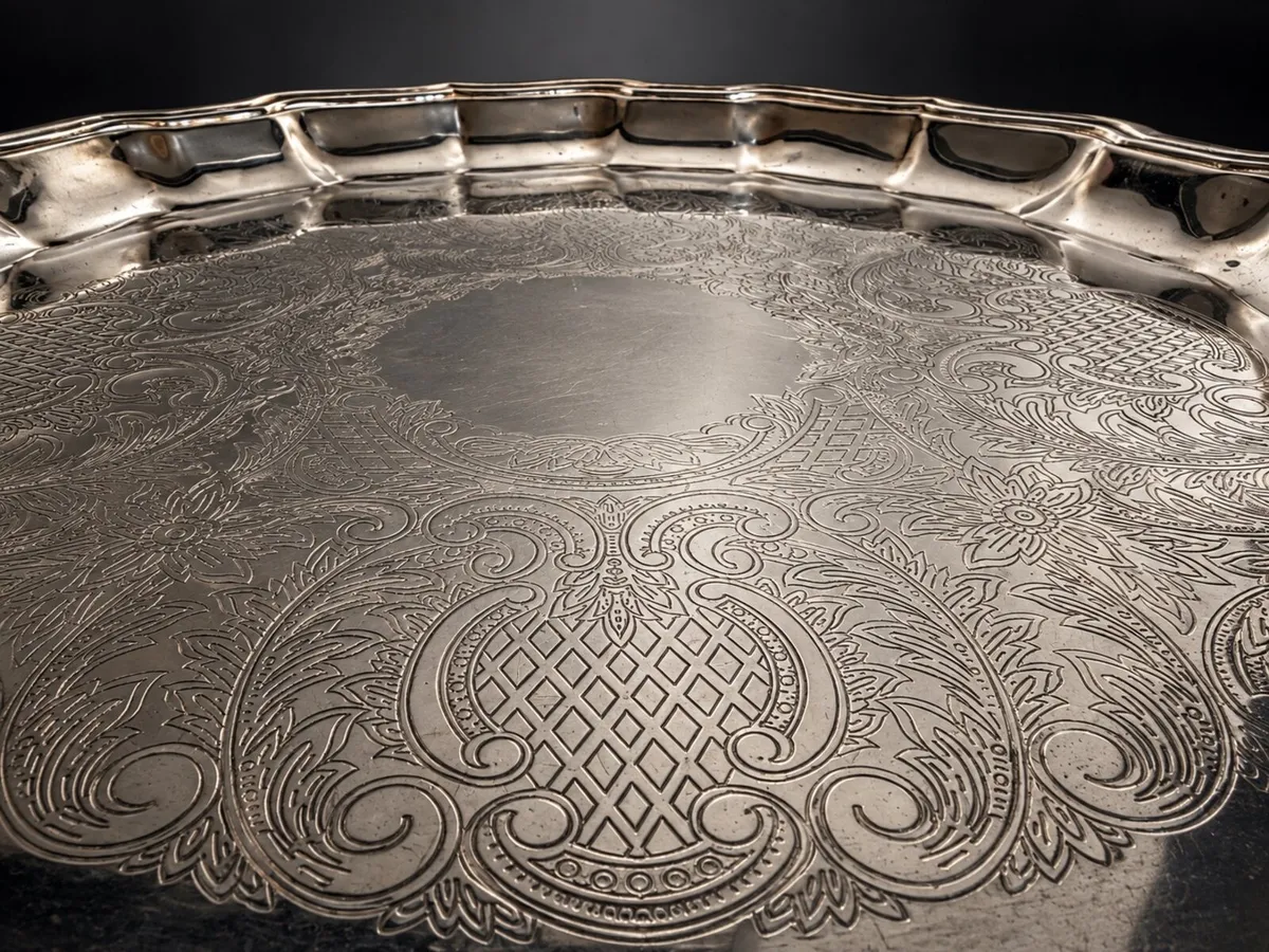 Vintage Ornate Engraved Serving Tray - Image 2