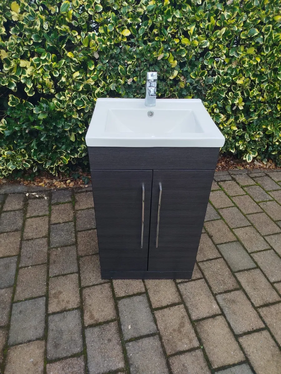 Modern Rectangular Bathroom Sink and Cabinet - Image 1