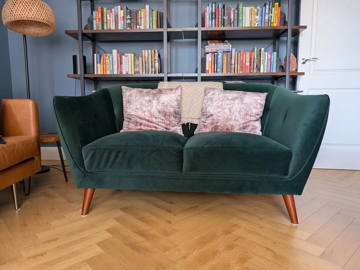 EZ Living Farrow Green Velvet 2 Seater - Image 1