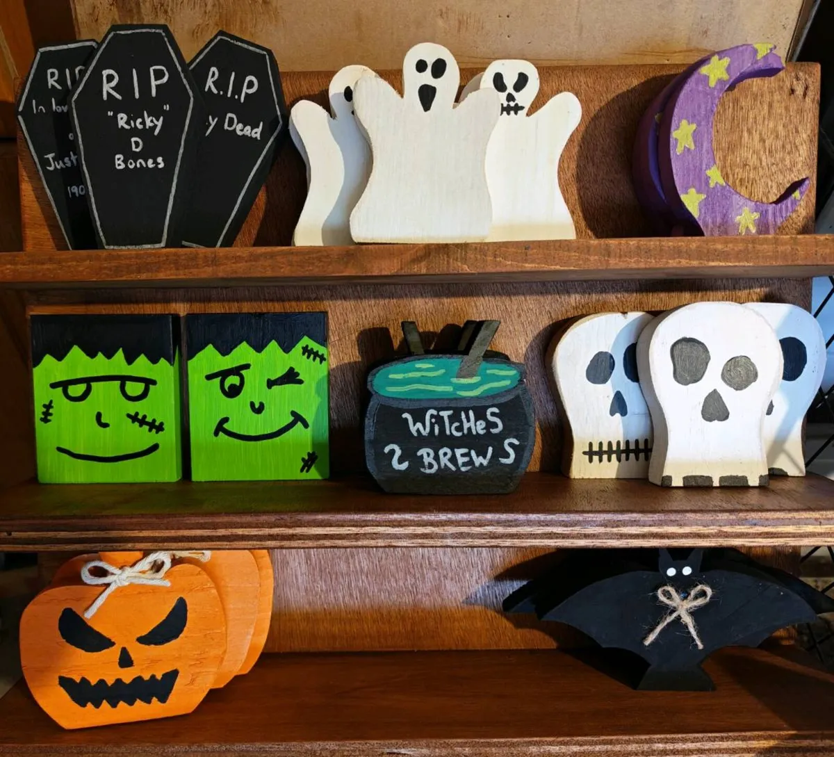 Handmade & Hand-Painted Wooden Halloween Decor Ite - Image 2