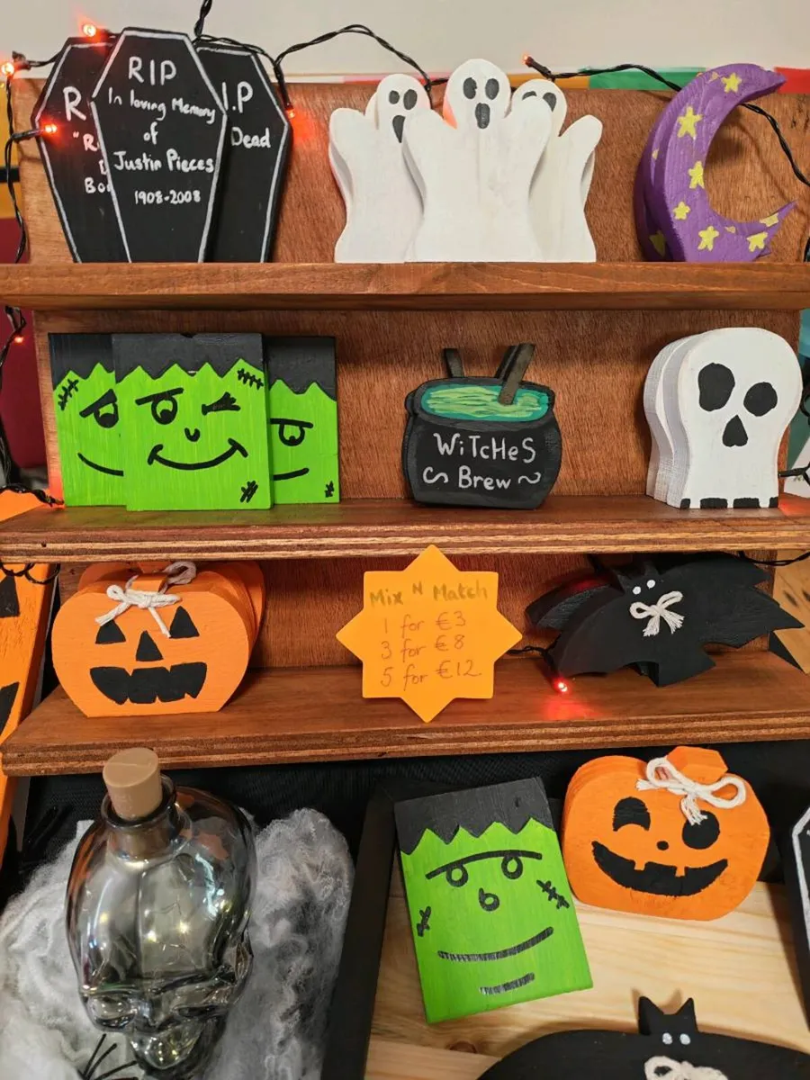 Handmade & Hand-Painted Wooden Halloween Decor Ite - Image 1