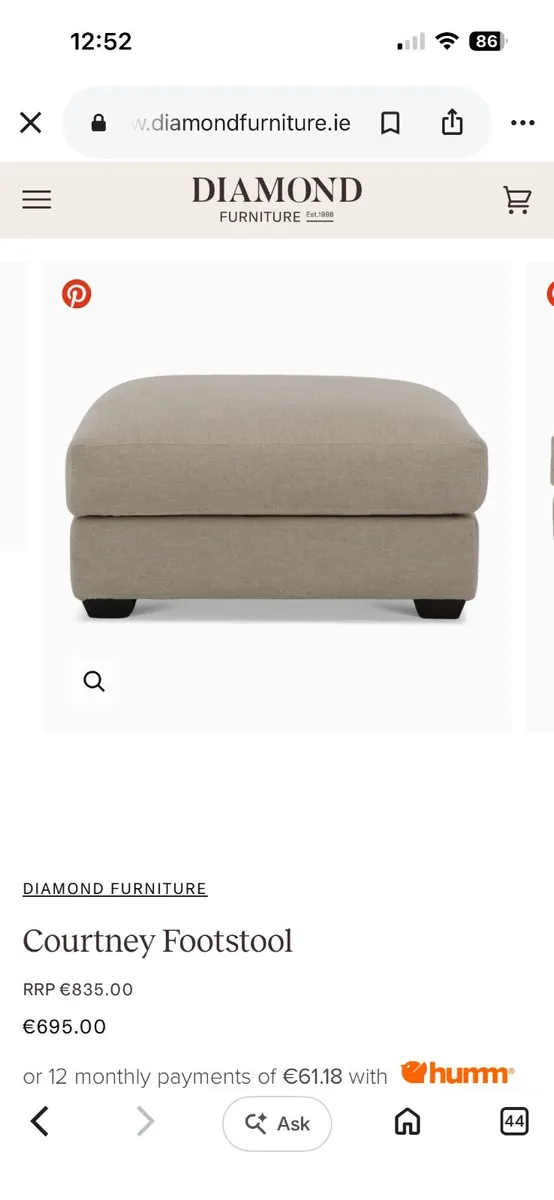 Diamond Furniture - Footstool / Poof - Image 3