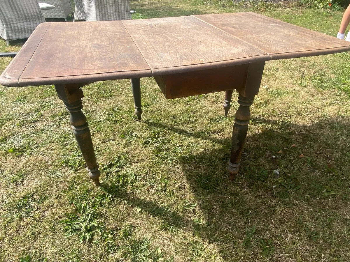 Two Solid Mahogany Drop Leaf Tables - Image 2