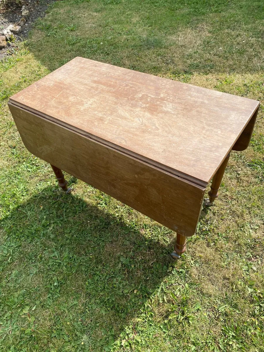 Two Solid Mahogany Drop Leaf Tables - Image 3