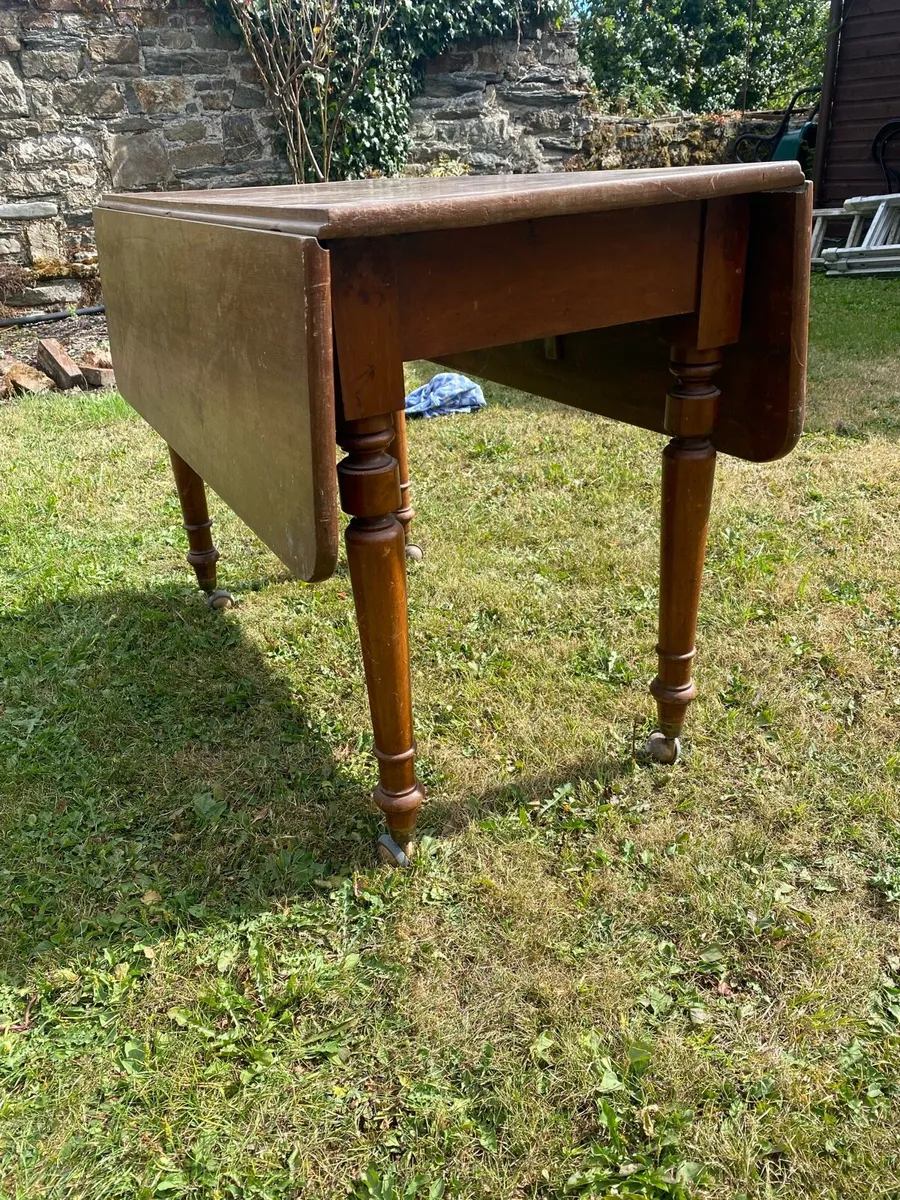 Two Solid Mahogany Drop Leaf Tables - Image 4
