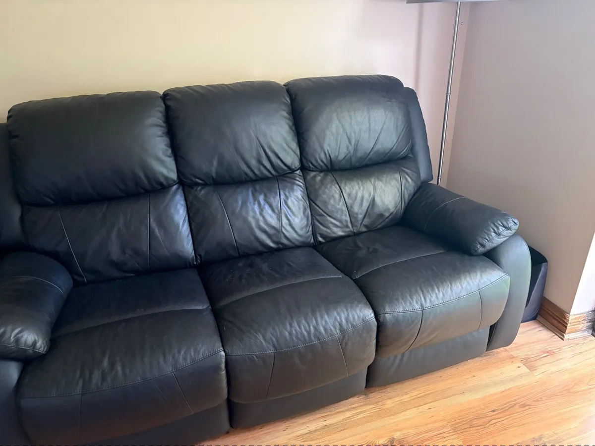 Black Leather Sofa 3 seater