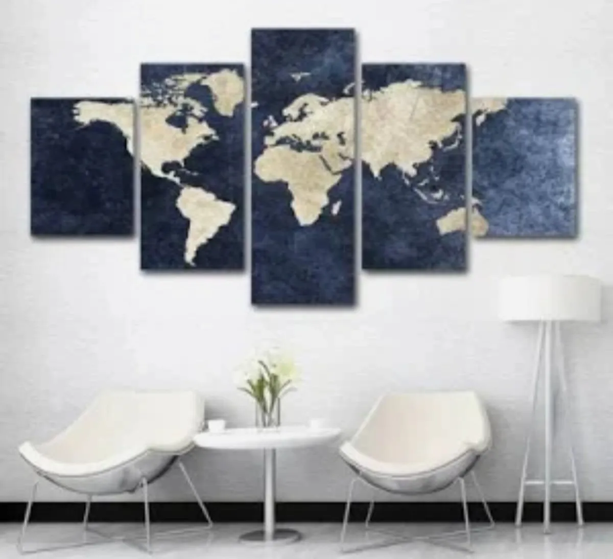 World map 5 piece canvas wall art - Image 2