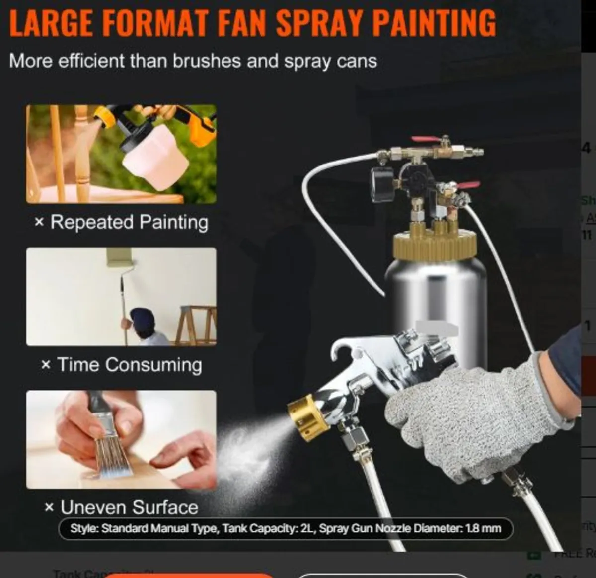 Spray Paint Pressure Pot Tank,2L/0.5gal Lightweig - Image 2