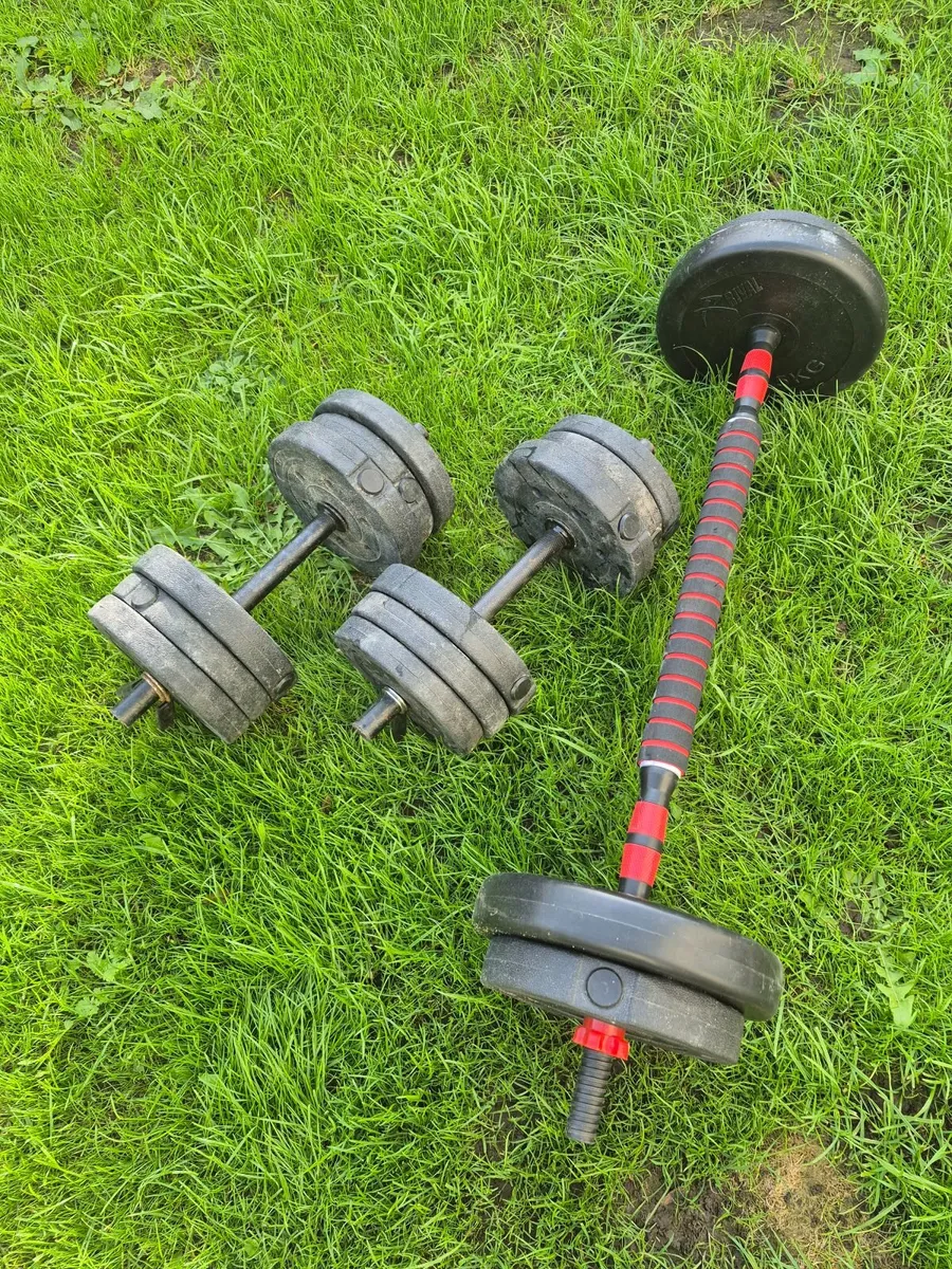 Bar & dumbbells & weights plates 35kg