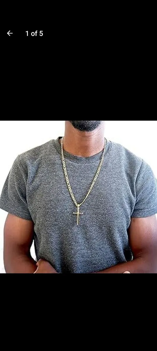 Adorato 24k Gold Cross and Figaro chain(22 inch) - Image 1