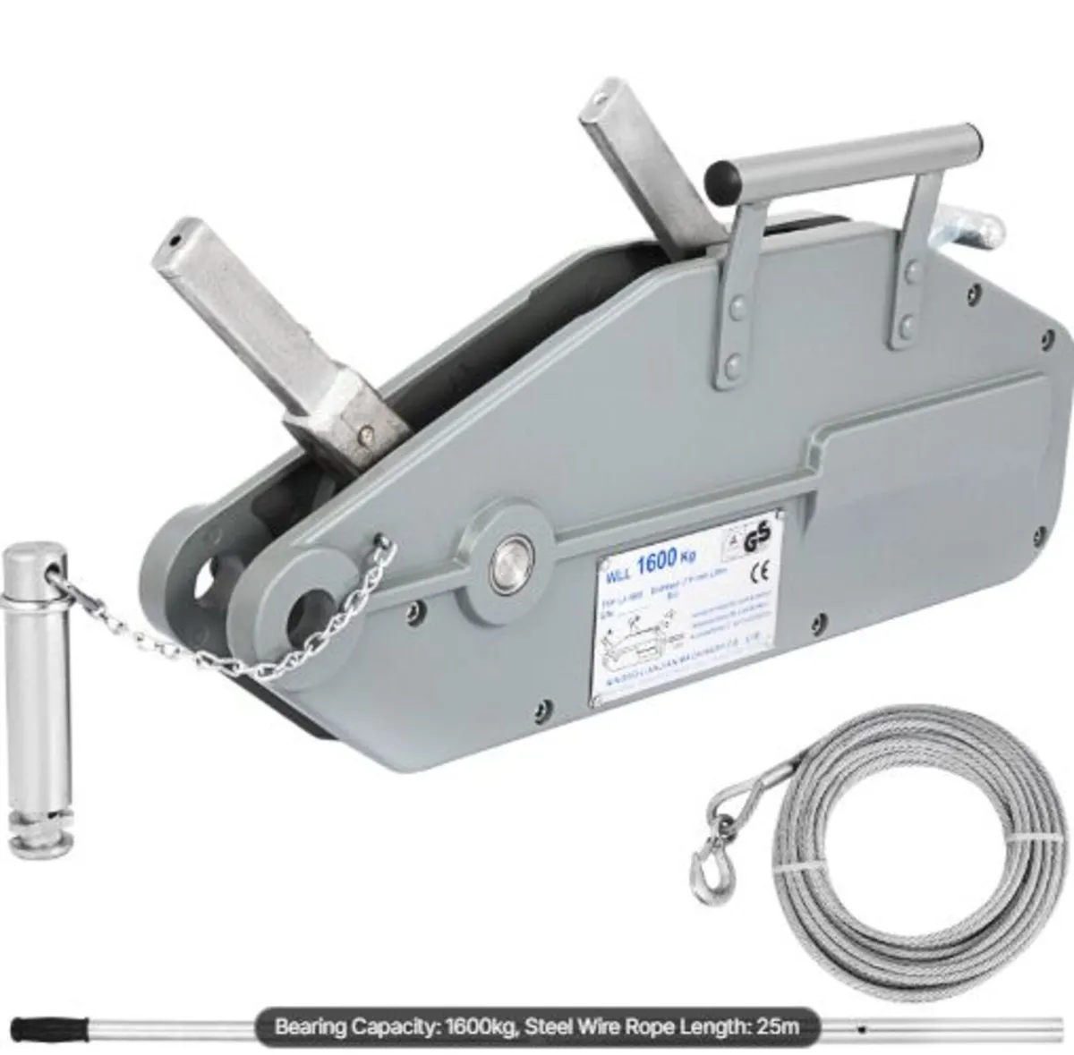 Wire Rope Puller 1.6T/1587.6kg Capacity Hand Winch - Image 1