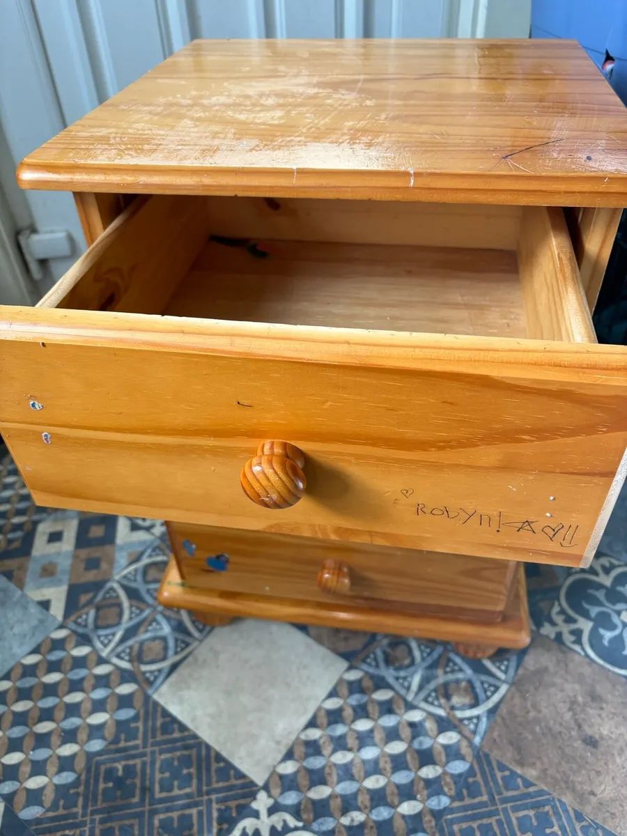 Price drop!! 3 drawer Pine bedside locker - - Image 2