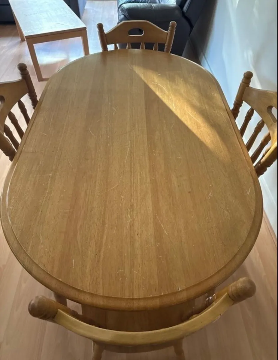 Sturdy wooden dining table and four chairs set - Image 2