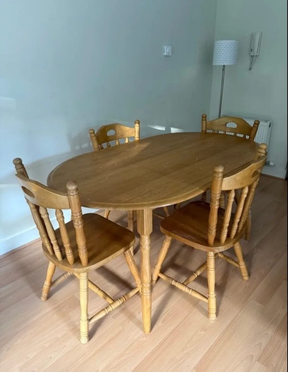 Sturdy wooden dining table and four chairs set - Image 3