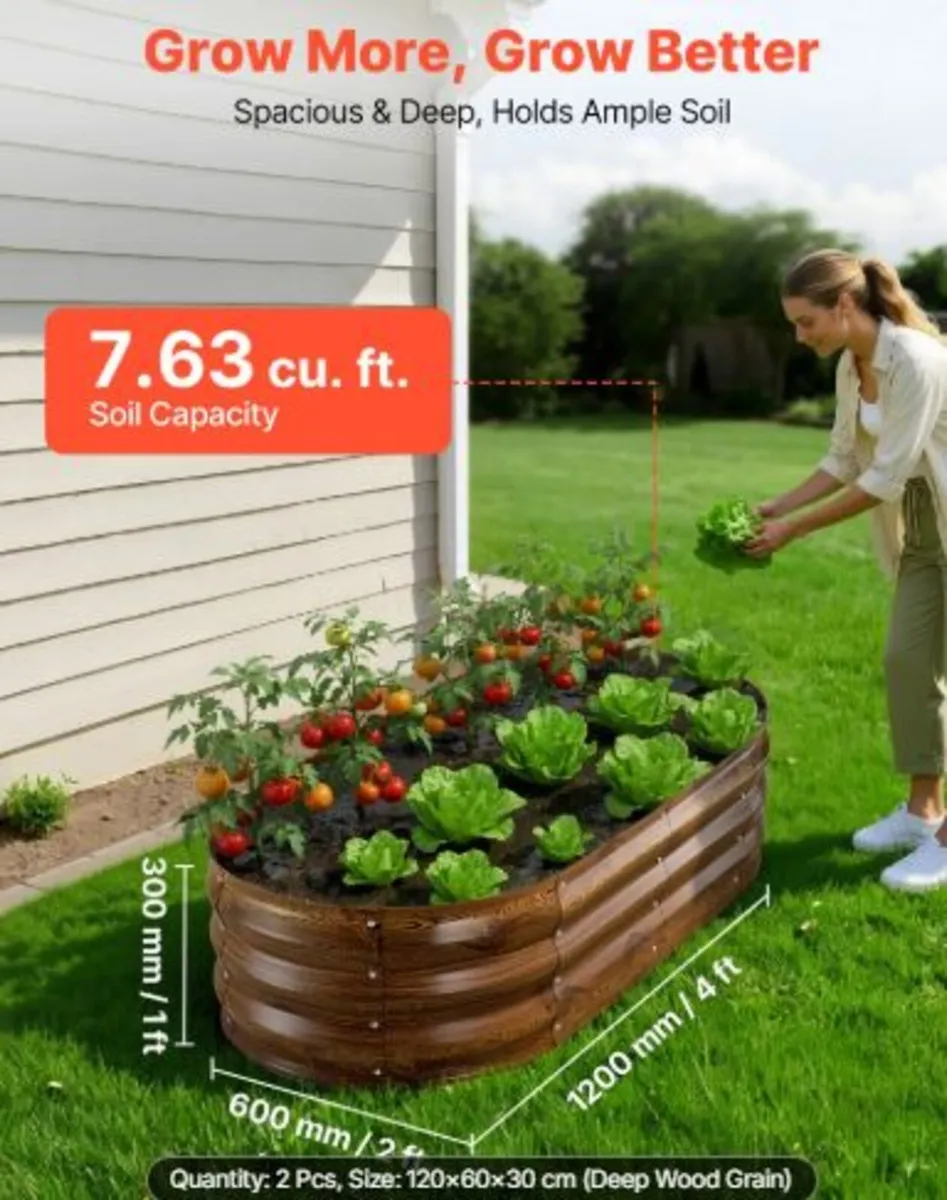 2 Pack Galvanized Raised Garden Beds, 1200 x 600 - Image 2