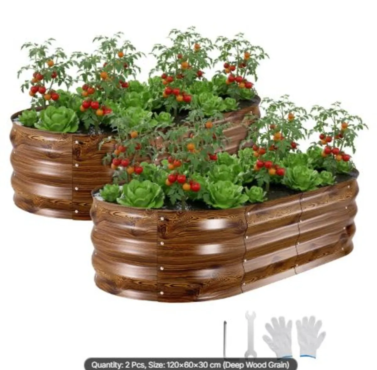 2 Pack Galvanized Raised Garden Beds, 1200 x 600 - Image 1