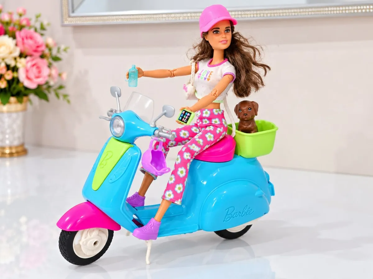 Barbie Scooter with Barbie Doll & Puppy 🛵 - Image 1