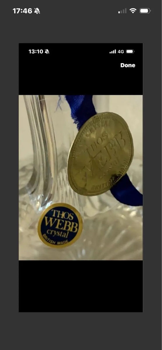 Vintage Thos Webb Crystal Decanter& Glasses - Image 3