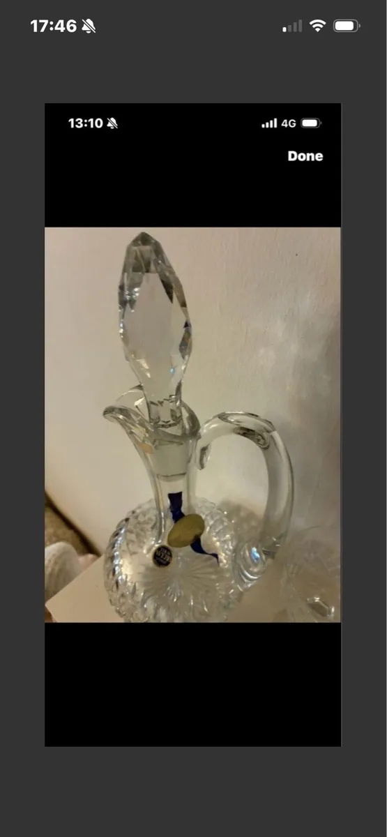 Vintage Thos Webb Crystal Decanter& Glasses - Image 4