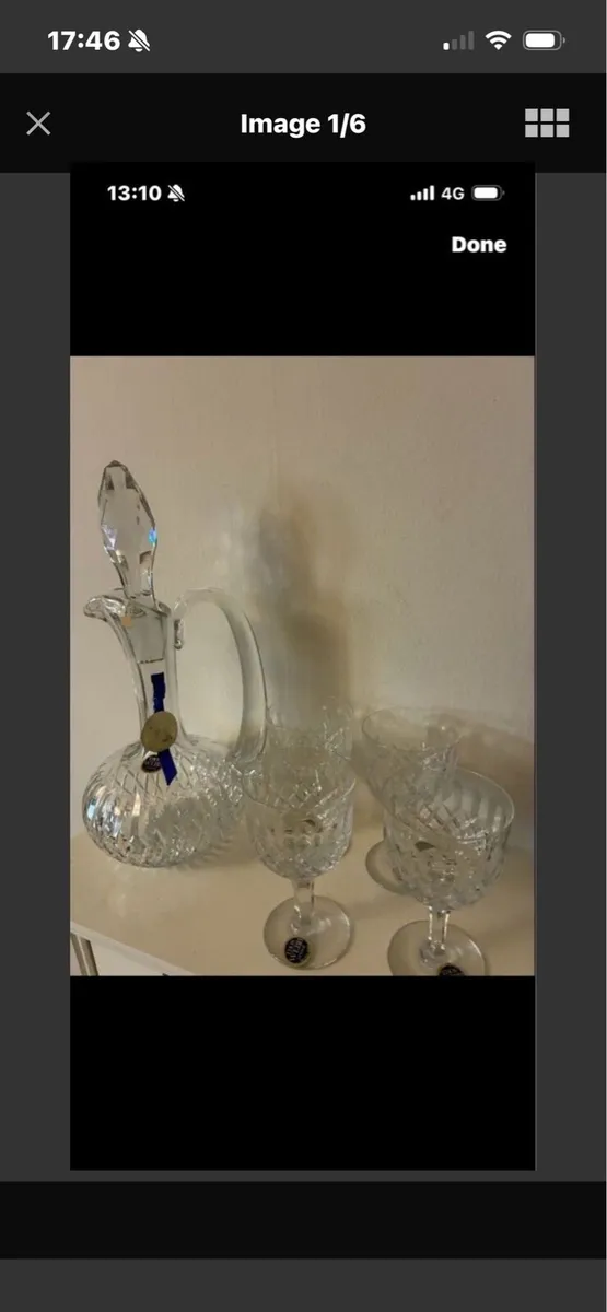 Vintage Thos Webb Crystal Decanter& Glasses - Image 1