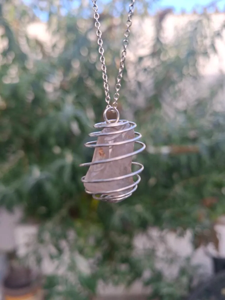925 Sterling Silver Pendant Necklace Quartz Stone - Image 1