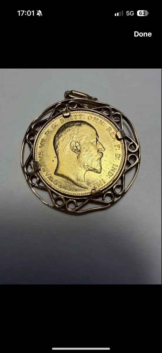 1902 Edward VII gold sovereign .9k Mount - Image 1