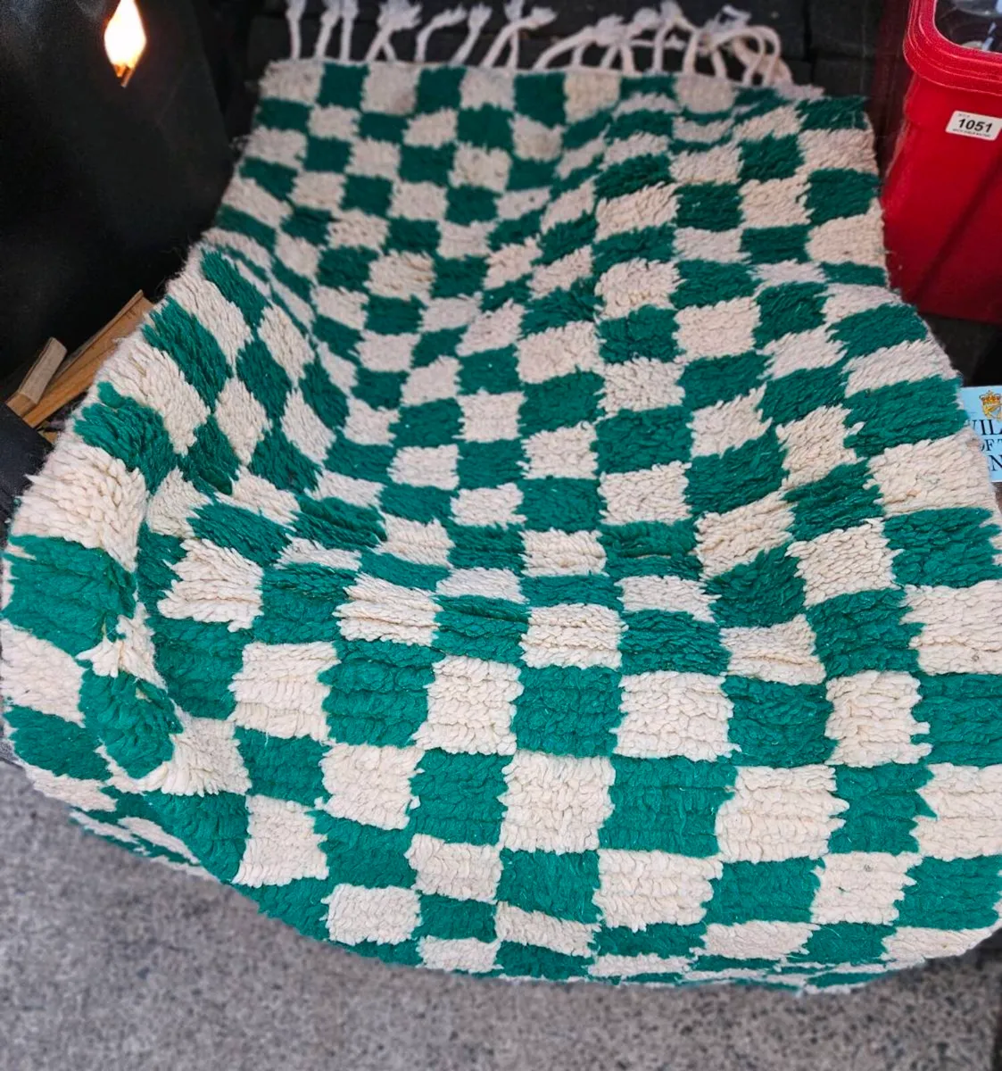 Green and White Rug - Image 1