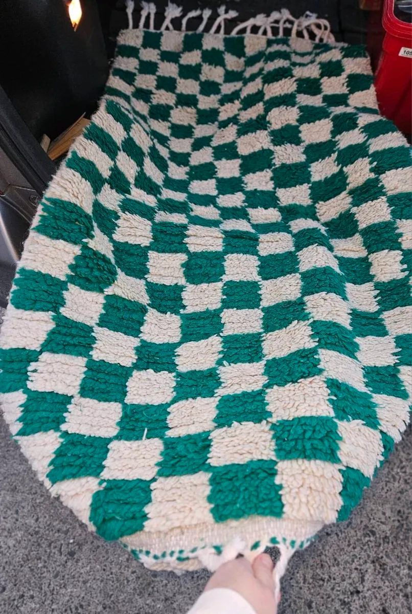 Green and White Rug - Image 2