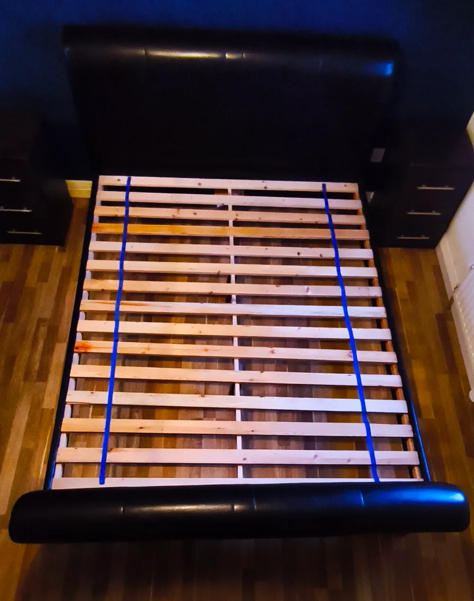 Faux leather bed frame