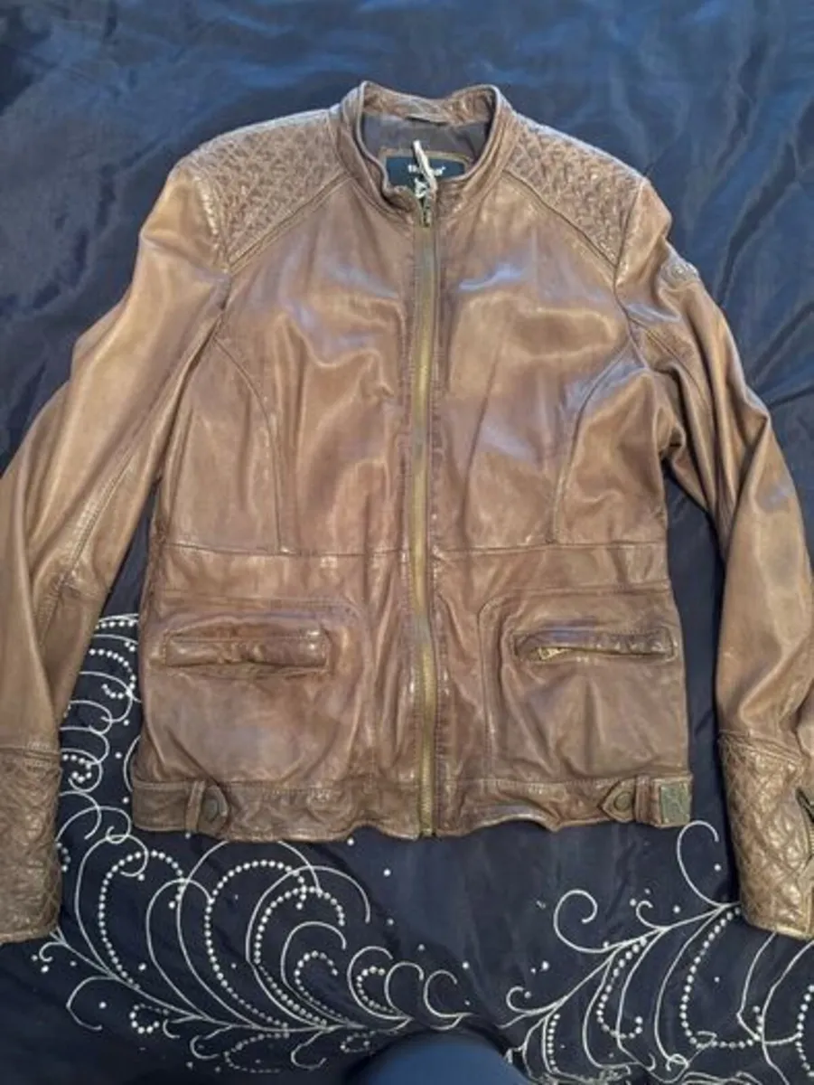 Womens Brown leather jacket size 12-14uk - Image 1