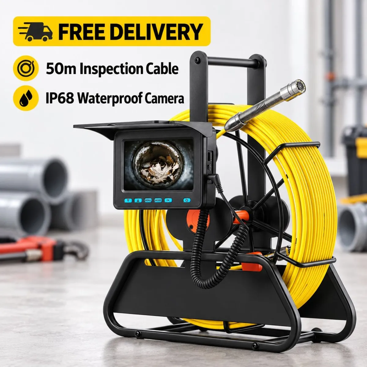 Sewer Camera 50m Drain Inspection Camera with Scre - Image 1
