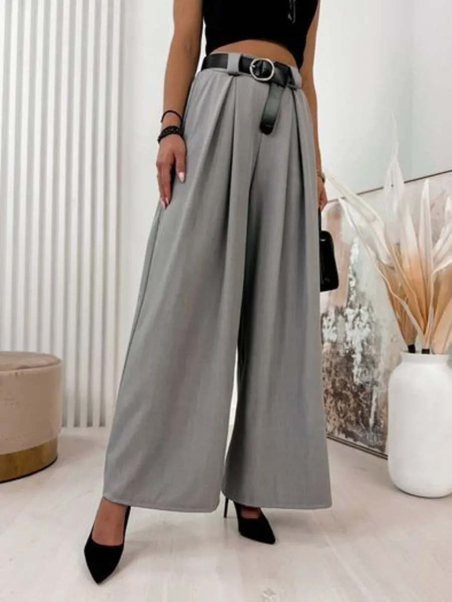 Gray wide leg trousers - Image 3
