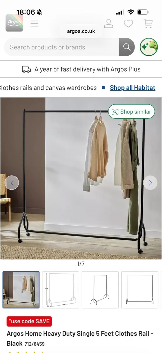 Heavy duty 5ft wide clothes rail - Image 3