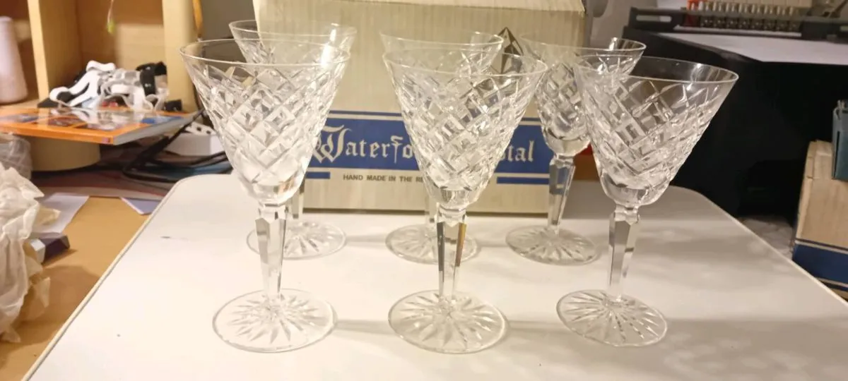 Six Vintage Waterford "Tyrone"Wine Glasses - Image 1