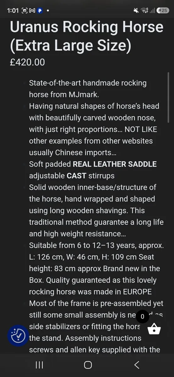 MJ Extra Large 'Uranus' Rocking Horse - Image 2