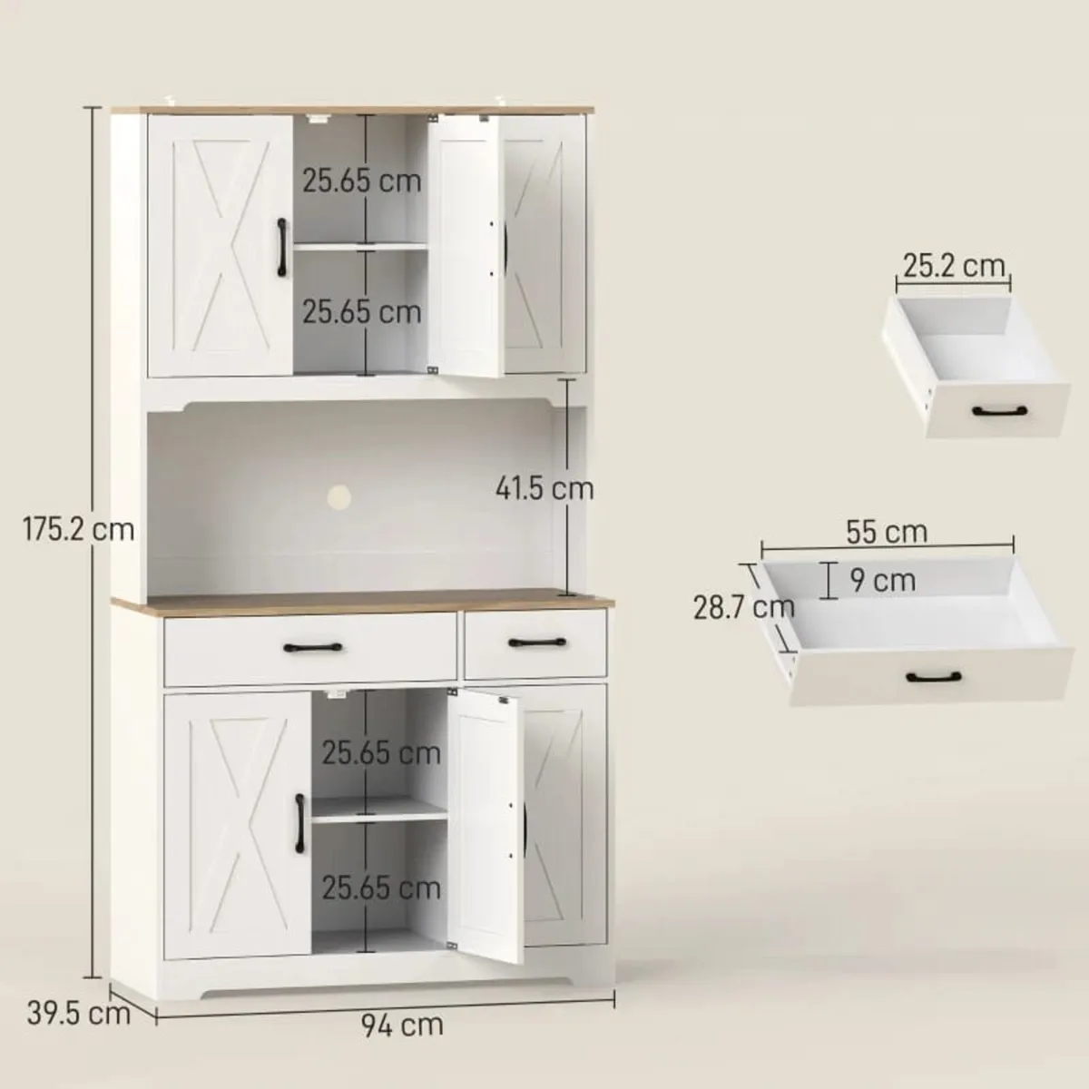 Kitchen Pantry with 6 Doors Countertop for Microwa - Image 2