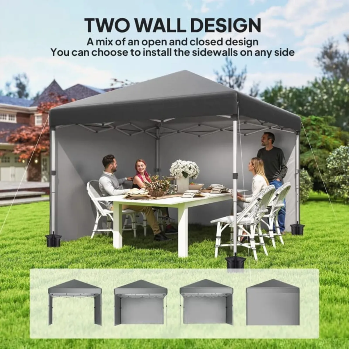 3x3 Pop Up Gazebo with Sidewalls Adjustable Garden - Image 2