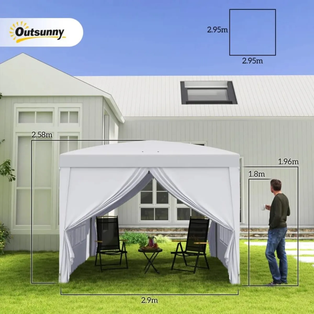 3 x 3m Pop Up Gazebo, Wedding Party Canopy Tent Ma - Image 3