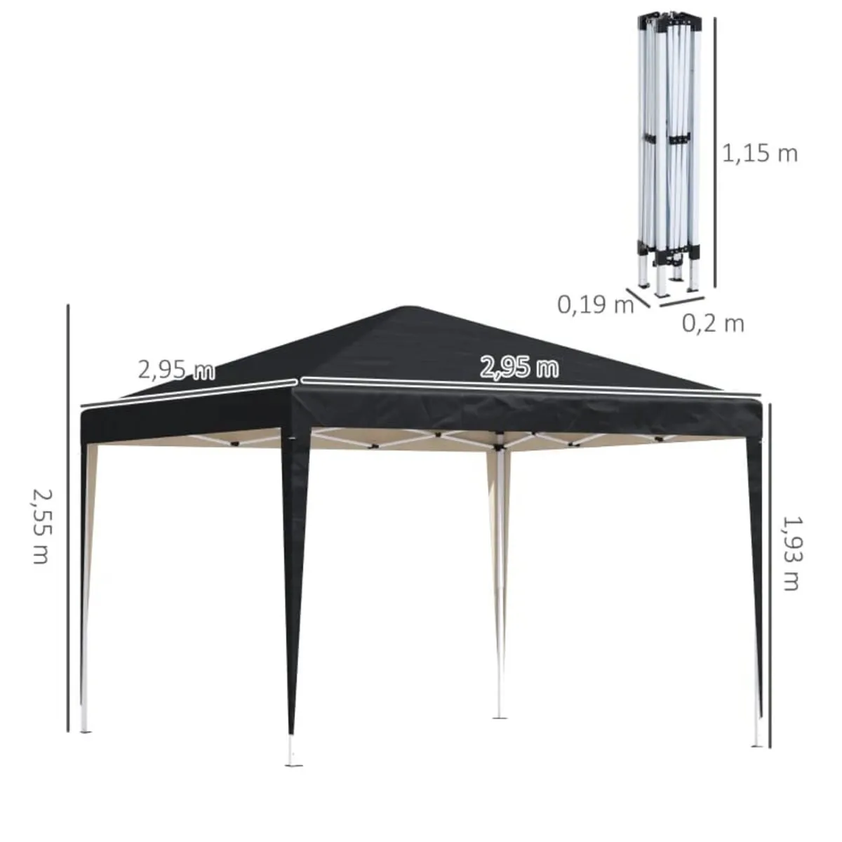 3 x 3M Garden Pop Up Gazebo Height Adjustable Marq - Image 2
