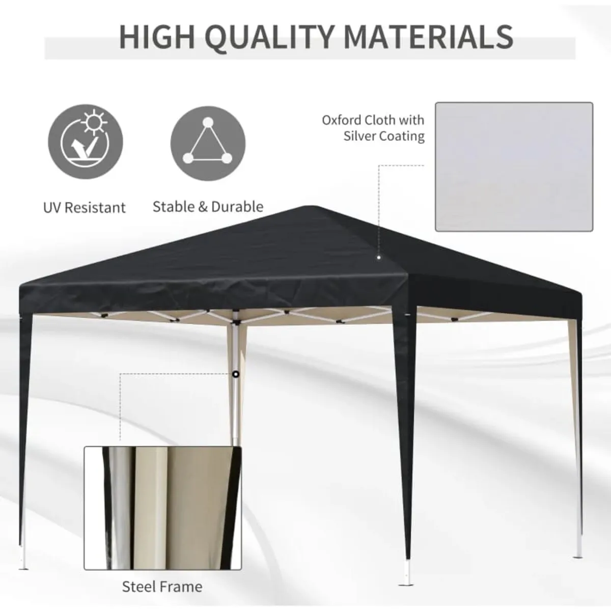 3 x 3M Garden Pop Up Gazebo Height Adjustable Marq - Image 3