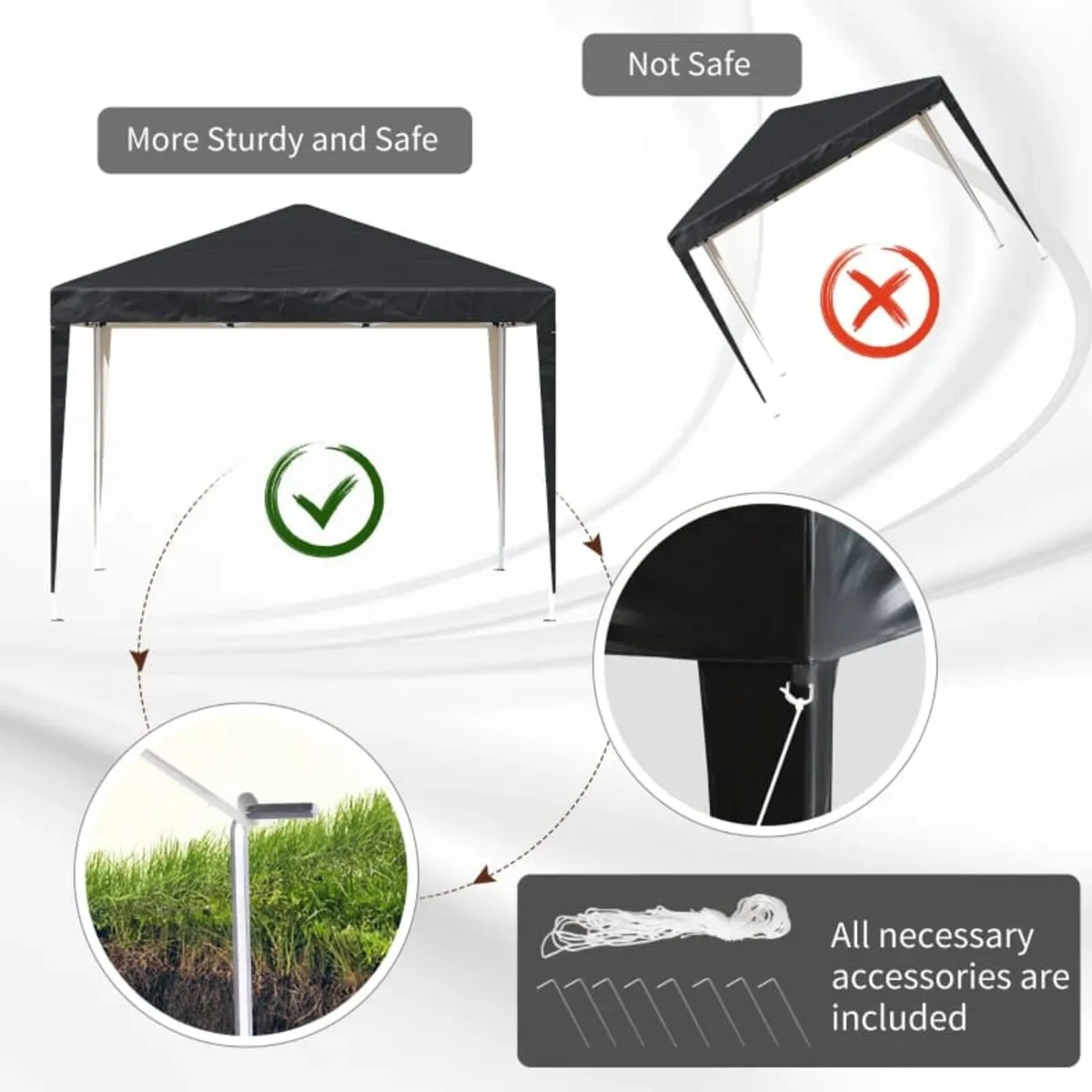 3 x 3M Garden Pop Up Gazebo Height Adjustable Marq - Image 4